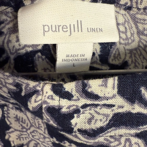 J Jill linen navy floral boxy blouse large - Picture 5 of 8